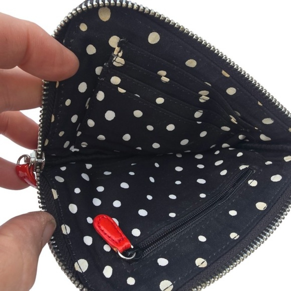 Brighton Wristlet Wallet Black Leather Zip Closure Perfume‎ Applique - Picture 6 of 9
